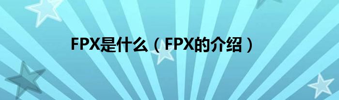 FPX是什么（FPX的介绍）